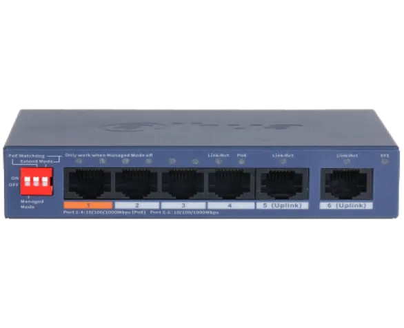 6-Port Cloud Managed Desktop Gigabit Switch with 4-Port PoE ( DH-CS4006-4GT-60 )